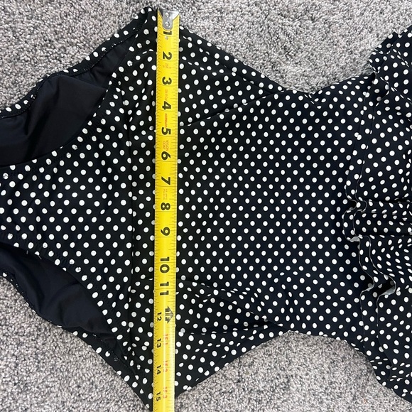 NWT! J.Crew Black White Polka Dots Ruffle Top Plunge Back Swimsuit Size US 10 - Picture 6 of 13
